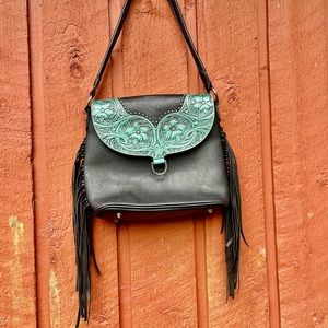 Trinity Ranch embossed leather and fringe bag